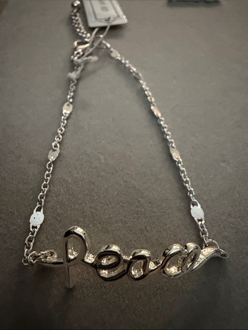 Silver 'Peace' Script Bracelet - Women Jewelry